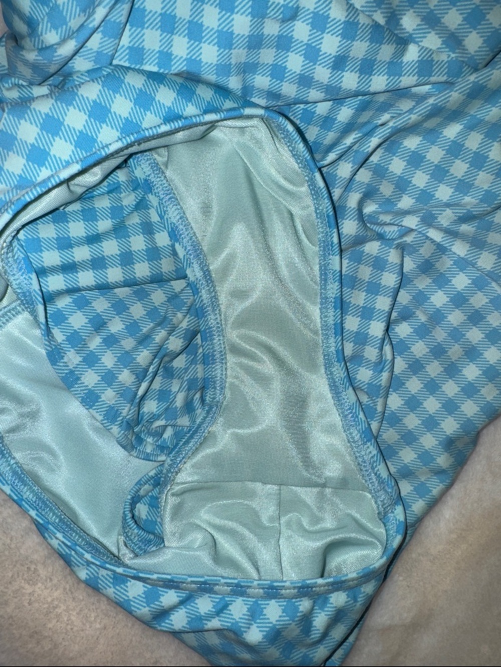 Lands’ End Blue Gingham One Piece Swimsuit w Twist Front Women’s 12 L - Picture 10 of 12
